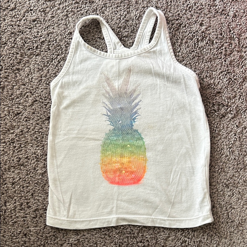 Cat & Jack White Tank Top with Rainbow Pineapple